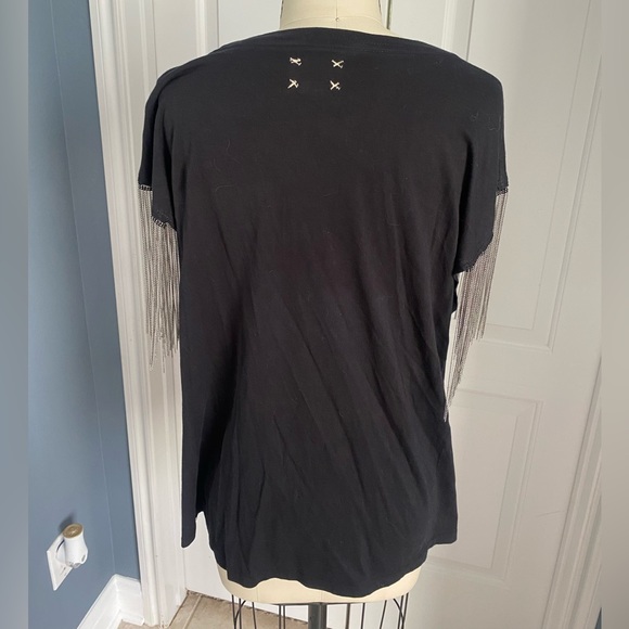 Free People Tiger T-shirt with metal fringe sleeves - L - Picture 3 of 4